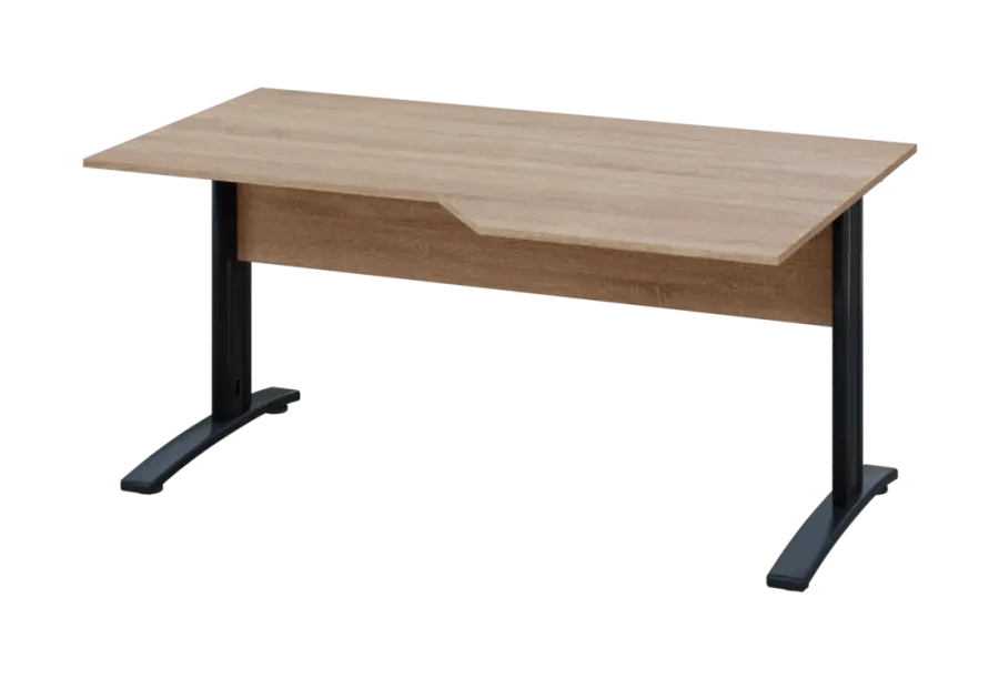 EZK 18 - 166 stůl kancelářský, rohový, pravý, kovová podnož černá, deska 18 mm, široký 1600 mm, dub bardolino